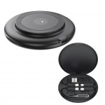 Безжично индуктивно зарядно устройство XO CX031 15W с кабел USB-C - USB-C и комплект адаптери, Черно