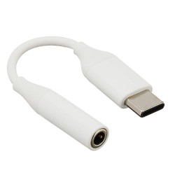 Кабел AUX HQ, 3.5мм към USB-C, В кутия, Бял/Черен