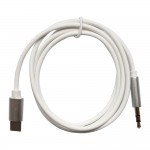 Кабел AUX MBX с 2 pins, Мъжко 3.5мм към USB-C, Бял