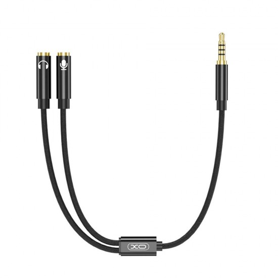 Кабел AUX XO NB-R197 2 в 1 splitter microphone/ 3.5 жак, Черен от Fonax.bg