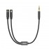 Кабел AUX XO NB-R197 2 в 1 splitter microphone/ 3.5 жак, Черен