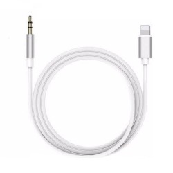 Кабел AUX bSmart, Lightning към мъжко 3.5мм, Бял