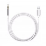 Кабел AUX bSmart, Lightning към мъжко 3.5мм, Бял