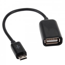 Кабел OTG, Micro USB - USB женско, Черен