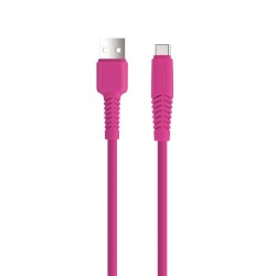 Кабел USB-A - USB-C, Setty Barbie Style 1.5м 2.1A с подсилени конектори, Цикламен