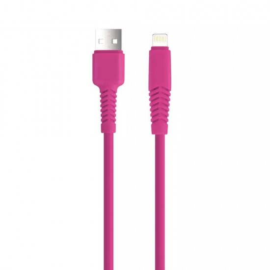 Кабел USB Setty Barbie Style 1.5м, 2.1A, Lightning за iPhone, с подсилени конектори, Цикламен от Fonax.bg
