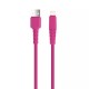 Кабел USB Setty Barbie Style 1.5м, 2.1A, Lightning за iPhone, с подсилени конектори, Цикламен от Fonax.bg