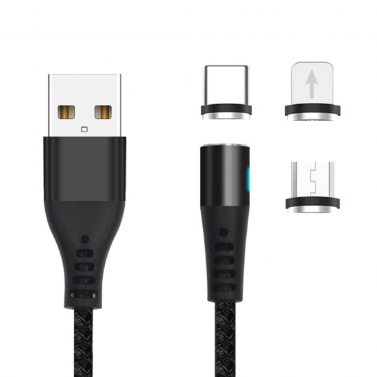 Кабел USB Maxlife MXUC-02 1м магнитен с 3 различни накрайника, 2A, Черен от Fonax.bg
