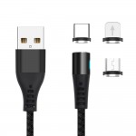 Кабел USB - Lightning + USB-C + Micro USB, Maxlife MXUC-02 1м магнитен, 2A, Черен