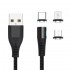 Кабел USB - Lightning + USB-C + Micro USB, Maxlife MXUC-02 1м магнитен, 2A, Черен