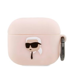 Калъф силиконов за Airpods 3 слушалки Karl Lagerfeld white 3D Silicone NFT Karl, Розов