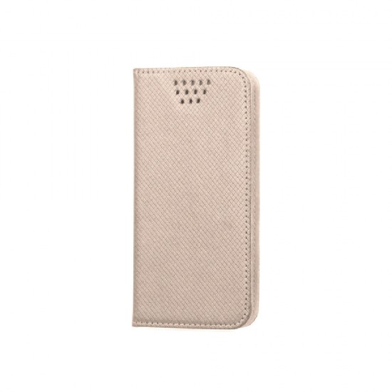 Калъф тефтер флип страничен bSmart Magnet Book универсален 6.1-6.7 инча, 167x80, Златист от Fonax.bg