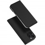 Кожен калъф тефтер Dux Ducis SKIN PRO, За iPhone 16 Pro (6.3), Черен