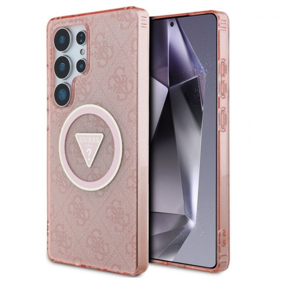 Оригинален кейс Guess 4G Glitter Triangle Buttons MagSafe, За Samsung Galaxy S25 Ultra, Розов от Fonax.bg