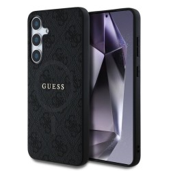 Оригинален кейс Guess 4G Ring Classic Logo MagSafe, За Samsung Galaxy S25, Черен