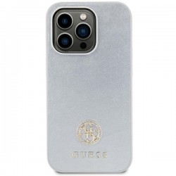 Оригинален кейс Guess 4G Strass Metal Logo, За iPhone 15 (6.1), Сребрист