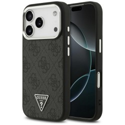 Оригинален кейс Guess 4G Triangle Metal Logo MagSafe, За iPhone 17 Pro (6.3), Черен