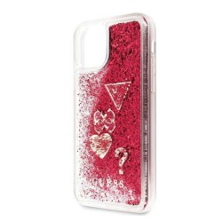 Оригинален кейс Guess Glitter Hearts, За iPhone 11 Pro (5.8), Червен