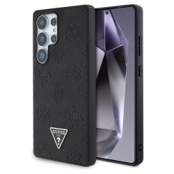 Оригинален кейс Guess Grained Hot Stamp Peony Triangle Logo MagSafe, За Samsung Galaxy S25 Ultra, Черен