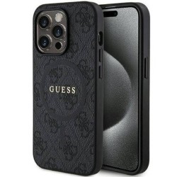 Оригинален кейс Guess HC MagSafe PU 4G Ring Classic Logo, За iPhone 15 Pro (6.1), Черен