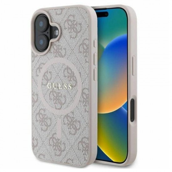 Оригинален кейс Guess HC MagSafe PU 4G Ring Classic Logo, За iPhone 16 (6.1), Розов от Fonax.bg