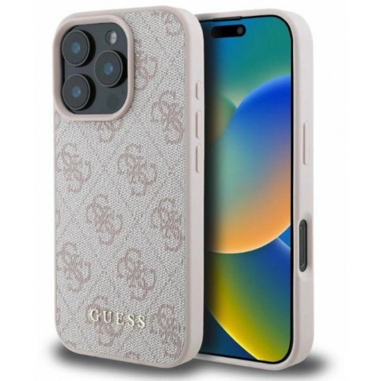 Оригинален кейс Guess HC PU Quilted 4G Classic, За iPhone 16 Pro (6.3), Бледорозов от Fonax.bg