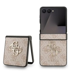 Оригинален кейс Guess Leather 4G Metal Logo, За Samsung Galaxy Z Flip7, Розов