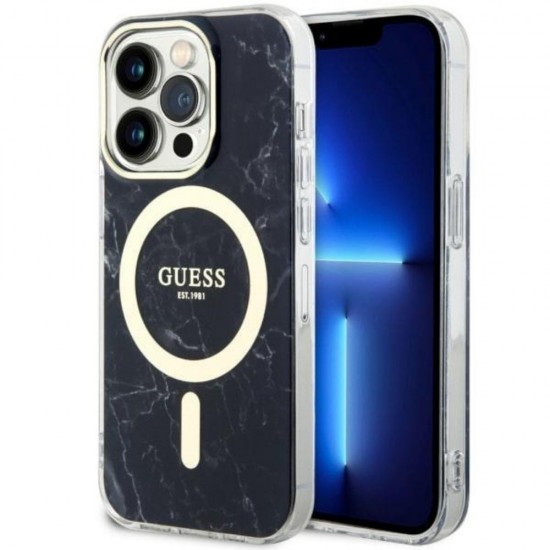 Оригинален кейс Guess Marble MagSafe, За iPhone 14 Pro Max (6.7), Черен от Fonax.bg