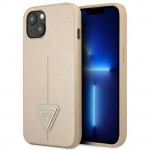 Оригинален кейс Guess Saffiano Triangle Logo, За iPhone 14 (6.1), Бежов
