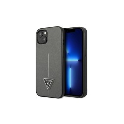 Оригинален кейс Guess Saffiano Triangle Logo, За iPhone 14 (6.1), Сребрист