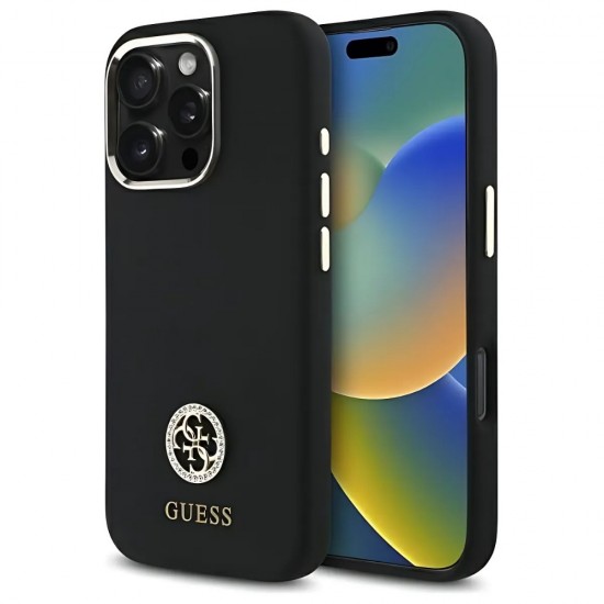 Оригинален кейс Guess Silicone Logo Strass 4G, За iPhone 16 Pro (6.3), Черен от Fonax.bg
