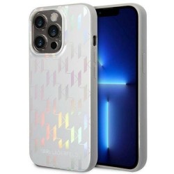 Оригинален кейс Karl Lagerfeld Monogram Iridescent, За iPhone 14 Pro (6.1), Сребрист