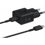 Оригинално зарядно устройство комплект Samsung EP-T2510XBEGEU, 25W, 3A, 1x USB-C, с USB-C кабел, Черно