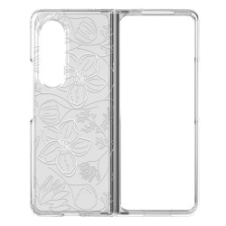 Пластмасов кейс FNX Premium Design, За Samsung Galaxy Z Fold4 5G, Многоцветен, Бели цветя