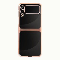 Пластмасов прозрачен кейс MBX с кант, За Samsung Galaxy Z Flip3 5G, Златист