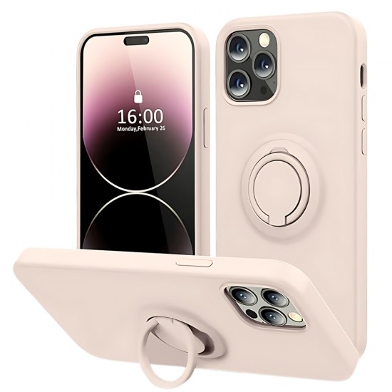 Силиконов кейс bSmart Finger Grip, За iPhone 16 Pro (6.3), Бледорозов от Fonax.bg