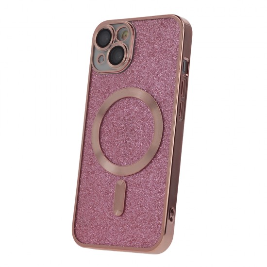 Силиконов кейс bSmart Glitter Chrome Magsafe с протектори за камерите, За iPhone 15 Plus (6.7), Розов от Fonax.bg