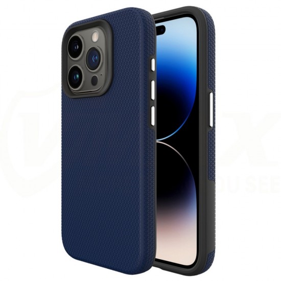 Силиконов твърд кейс Vmax Triangle, За iPhone 15 Pro (6.1), Тъмносин от Fonax.bg