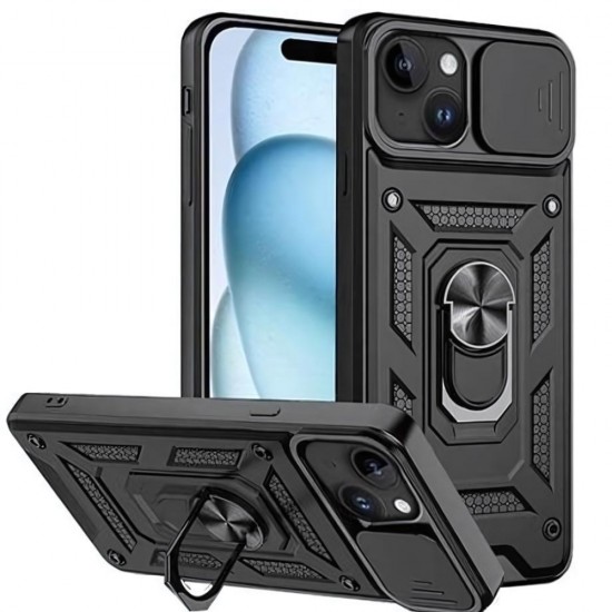 Силиконов твърд кейс bSmart Defender Slide, За iPhone 14 (6.1), Черен от Fonax.bg