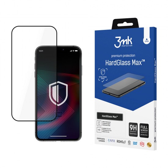 Стъклен протектор за дисплей 3mk HardGlass Max™ с цяло лепило, За iPhone 11 Pro (5.8), Черен от Fonax.bg
