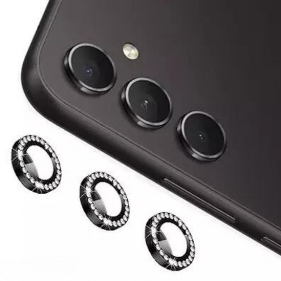 Стъклен протектор с метални рингове и камъни за задна камера MBX за Samsung Galaxy A54 5G (A546B), Черен от Fonax.bg