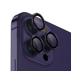 Стъклен протектор с метални рингове за задна камера MBX за Apple iPhone 14 Pro, 14 Pro Max, Лилав