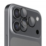 Стъклен протектор с метални рингове за задна камера MBX за Apple iPhone 17 Pro, 17 Pro Max, Черен