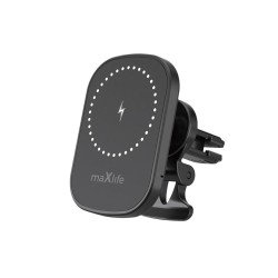 Стойка за кола за парното Maxlife MXCH-16 магнитна с безжично зареждане 15W, Черна
