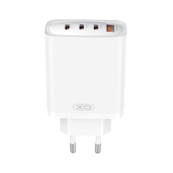 Зарядно устройство адаптер 65W 3x USB-C 1x USB-A, XO CE23 PD, 220V, Бяло