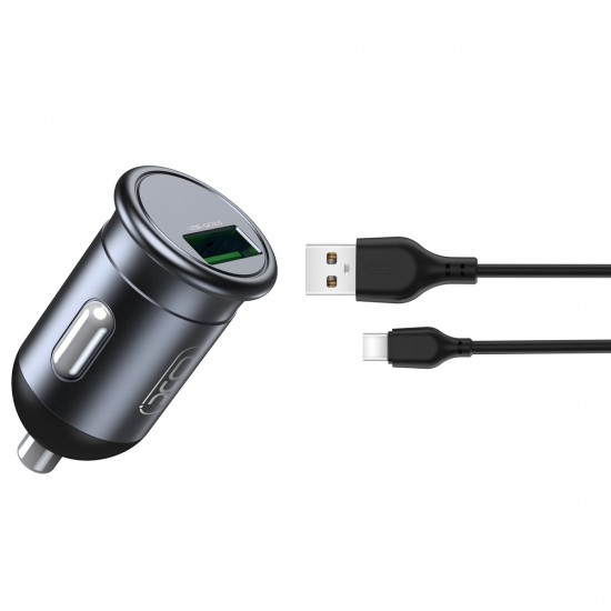 Зарядно устройство за кола комплект XO CC46 с USB изход QC 3.0, С кабел Type C-USB, 12V, 18W, 3A, Графит от Fonax.bg
