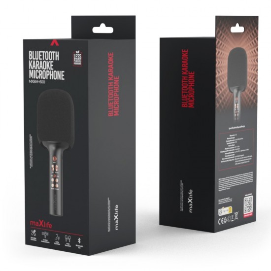 Безжичен микрофон Maxlife MXBM-600 с тонколонка, за караоке, Черен от Fonax.bg