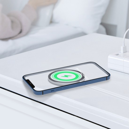 Безжично зарядно устройство BWOO WL-12 PD MagSafe, 15W, Бяло от Fonax.bg