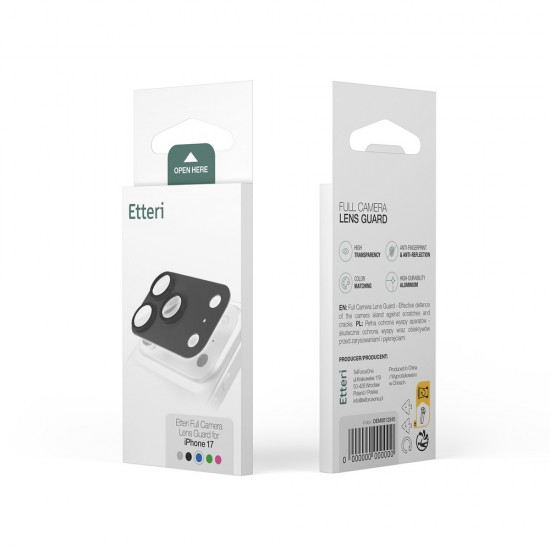 Etteri протектор за задна камера за iPhone 17 Pro  / 18 Pro, тъмносив