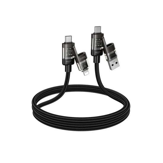 Кабел 4в1 USB-A/C към USB-C/Lightning, HOCO 240W U151 1.2 м, Черен от Fonax.bg